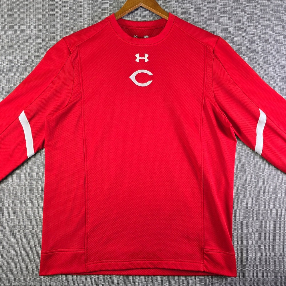 Cincinnati Reds x Under Armour Pullover Mens Large Red Long Sleeve - Picture 4 of 12
